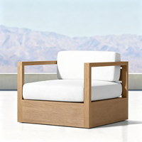 Ensemble de canapés de jardin en teck imperméable de luxe pour l'extérieur, mobilier de jardin pour villa, ensemble de canapés modernes pour hôtel-resort en plein air