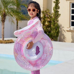 Anillo inflable de sirena para niños, para jugar en la piscina o el parque acuático, con asas y bolsillo. - Product Image 1