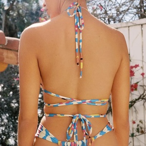 Bikini Sexy con Tiras Abiertas y Rayas, Tanga Brasileña Azul, <span class=keywords><strong>Monokini</strong></span> Extremo Micro <span class=keywords><strong>Mini</strong></span>, Servicio OEM, Ecológico, Anti-UV - Product Image 4