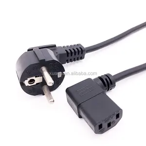 3 Pin EU Plug to 90 Degree C13 Connector Right Angle Power Extension Cord