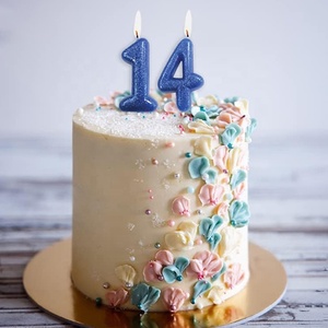 Bougie d'<span class=keywords><strong>anniversaire</strong></span> personnalisée pour décoration de fête, vente en gros, bougie numérique mixte pour gâteau, 6 cm, bougie numérique bleue - Product Image 3