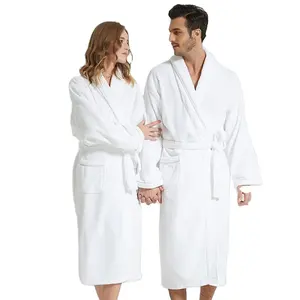 Luxury Cotton Terry Shawl Collar Hotel BathRobe With Slippers For Men Women 100% Combed Terry Unisex Spa Robe
