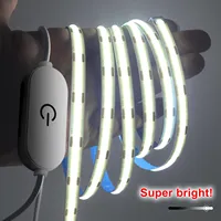 5V COB LED bande lumineuse 320LEDs/M capteur tactile Dimmable USB Flexible LED ruban ruban adhésif bricolage miroir TV rétro-éclairage veilleuse