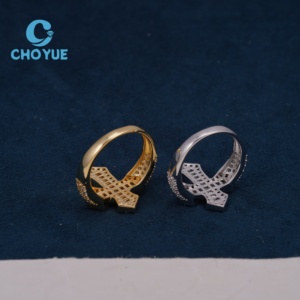 Wholesale Iced Out <b>Rings</b> <b>for</b> <b>Men</b> Hiphop Fine Jewelry 16K Gold Plated VVS D 925 <b>Silver</b> Cross Moissanite <b>Rings</b> with GRA Certified - Product Image 6