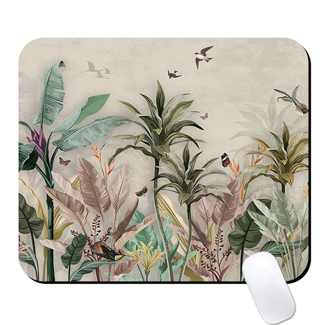 Funny Cute Mouse Pad Mouse Vintage Jungle Bird Gaming Laptop Work Home Desk Mat for Travel Working Home Desk Organiser