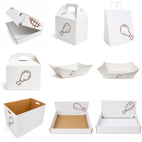 Caja de Embalaje de Alimentos de Papel Kraft Desechable Ecológica, Caja para Galletas, Papas Fritas, Waffles, Caja para Sushi, Caja para Salsas