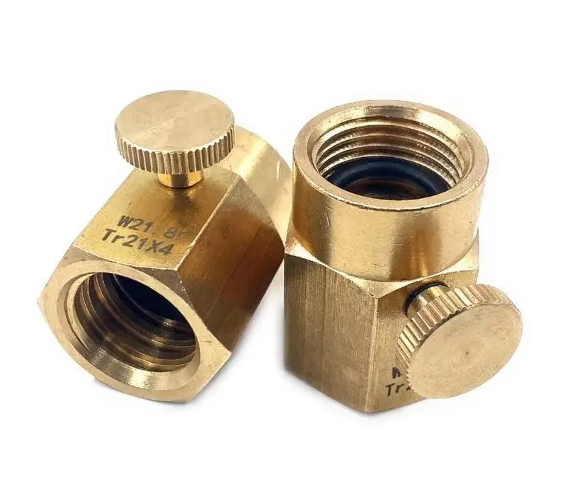 Brass Soda Stream Cylinder Refill Adapter with Switch for Refill Soda Stream co2 bottle Refill Adapter Bleed Valve TR21-4 to W21