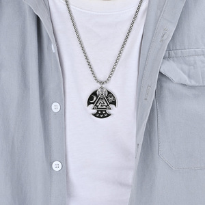 Pirate Viking Aoding Triangle Knot <b>Titanium</b> Steel Necklace Star Moon Omahawk Pendant - Product Image 4