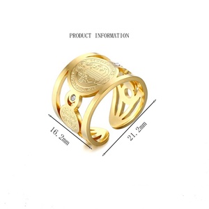 Bague en zircon massif plaqué or Offres Spéciales Bague exorciste catholique de luxe en acier inoxydable pour mon fils - Product Image 4