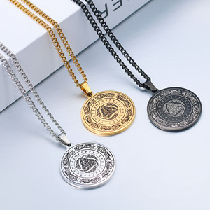 Kalung baja tahan karat Hip-Hop pria liontin simpul konsentris Irlandia Logo Rune Viking Skandinavia yang dipersonalisasi - Product Image 3