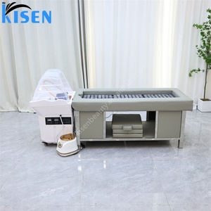 Kisen Professional Head Spa Equipment Shampoo <b>Bed</b> with Sauna Massage Table 60L Water tank Heater Led Light Mobile Machine - Product Image 2