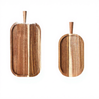 Ovale dienblad van acaciahout, huishoudelijk dinerbord met handvat, fruit- en steakbord, grensoverschrijdend ontbijtbord, modern minimalistisch, gegraveerd, broodbord