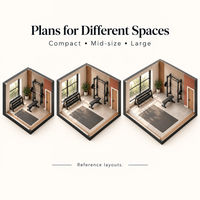 Plan d'équipement de studio de remise en forme compact et configurable pour l'entraînement fonctionnel de la force et les espaces de fitness commerciaux