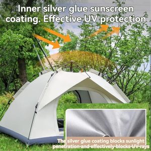 Tenda Pop-Up Istantanea a Doppia Finestra con Telo Antipioggia Rimovibile, Riparo Solare, Montaggio Rapido Automatico, Tenda da Campeggio per Famiglie - Product Image 2