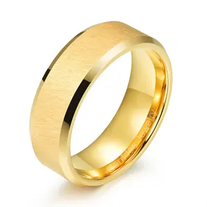 Gentdes Jewelry Classic Style 8MM Gold Tungsten Titanium Steel Ring For Men's And Women's Wedding Ring