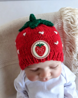 Bonnet en tricot personnalisé avec logo, adorable motif fraise, bonnet épais et chaud pour bébé par temps froid, bonnets de créateur