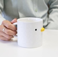 Mug en céramique en forme de canard mignon, 14 oz, tasse à café émaillée à la main avec bec et yeux 3D