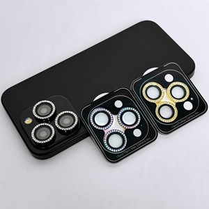 Venta al por mayor Paquete al por menor Bling 3D clear Diamond Lente <span class=keywords><strong>de</strong></span> <span class=keywords><strong>cobertura</strong></span> completa Protector <span class=keywords><strong>de</strong></span> lente <span class=keywords><strong>de</strong></span> cámara <span class=keywords><strong>de</strong></span> aluminio para iPhone 15 14 Pro Max 16 - Product Image 1
