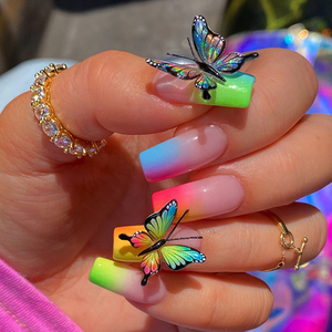 Ongles artificiels faits à la main réutilisables à presser, vente en gros sous marque privée, faux ongles colorés, faux ongles en acrylique de luxe - Product Image 2