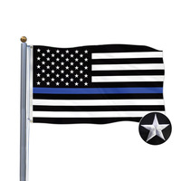Drapeau Thin Blue Line 12x18 pouces, drapeaux d'extérieur, étoiles brodées, drapeau en nylon résistant avec 2 œillets en laiton