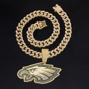 Colliers pendentifs de championnat des Philadelphia Eagles en gros, plaqués or/argent, avec chaîne cubaine, pour cadeaux - Product Image 2