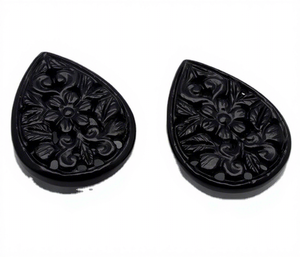 Pierre précieuse en onyx noir sculptée naturellement, certifiée par un tiers, origine AF, pierre décorative pour bijoux - Product Image 1