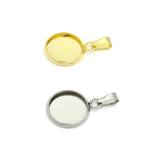 Anno Jewelry Stainless Steel Round Pendant Base 20mm Empty Holder For DIY Jewelry Making Accessories Gold And Silver Tone - Product Image 3