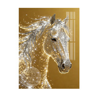 Peinture diamant DIY TRUSTEK style riche, cheval doré, post-moderne, encadrée, faite à la main, taille personnalisée, décoration haut de gamme pour salon
