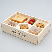 Boîte à pique-nique personnalisée avec compartiments et couvercles, plateau de service en carton divisé avec porte-ketchup