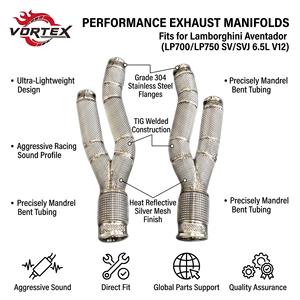 Downpipes thermiques enveloppés en acier inoxydable Vortex avec bouclier thermique pour Lamborghini Aventador LP700 LP750 SV SVJ 6.5L V12 Best Seller - Product Image 1