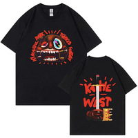 T-shirt graphique à rayures en jersey 30 % coton pour homme Kanye West, coupe décontractée, épaisseur 30 %
