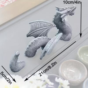 Statuetta di Drago Piccola in Resina con Texture di Pietra Grigia Dipinta a Mano Pezzo Decorativo di Moda per Cortile/Micro Paesaggio Stile Fantasia - Product Image 6