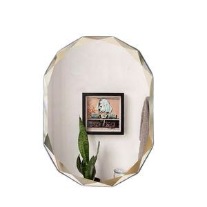 Miroir biseauté argenté en verre ovale 4 mm à bords taillés en diamant, polyvalent, en promotion - Product Image 1