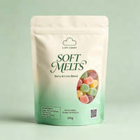 Op maat gemaakte bedrukte chocoladeverpakkingen, staande pouches met ziplock sluiting, herbruikbaar, food grade, voor snoep en snacks, met venster.