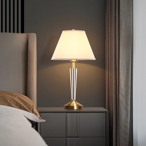 Lámpara de Mesa de Cristal de Alta Gama Estadounidense, Totalmente en Cobre, para Dormitorio, Sala de Estar, Diseño Moderno Minimalista de Lujo, Lámpara de Mesa Grande para - Product Image 5
