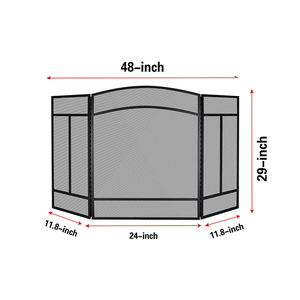 Écran de protection décoratif pour cheminée à 3 panneaux extensibles, résistant à la <span class=keywords><strong>chaleur</strong></span>, en maille, avec cadre métallique robuste, accessoires pour cheminée - Product Image 4