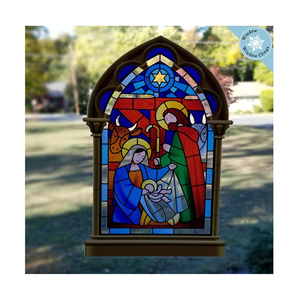 Autocollant <span class=keywords><strong>de</strong></span> scène <span class=keywords><strong>de</strong></span> la Nativité en <span class=keywords><strong>vitrail</strong></span> réutilisable Décoration <span class=keywords><strong>de</strong></span> Noël Autocollants pour fenêtres - Product Image 5