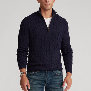 Pull décontracté pour homme en maille jacquard torsadée à demi-zip, tendance automne/hiver, idéal pour le sport - Product Image 4