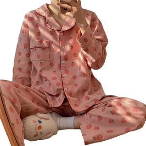 Ins Stijl Lief Meisje Lange Mouw Pyjama Zomer <span class=keywords><strong>2</strong></span> Stuks Nachtkleding Pak Met Veel Bedrukte Patronen - Product Image 6