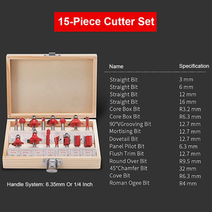 Juego de 15 Brocas HSS de 1/4 Pulgadas para Fresadora Vertical, Grabado y Ranurado en Madera, 55HRC - Product Image 5