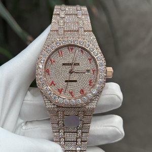 Luxe gegraveerde LOGO handgemaakte volledig beïnvloede diamanten hiphop automatische mechanische horloges VVS D-kleur Moissanite horloges - Product Image 1