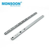 Glissière de tiroir télescopique moderne à extension 3/4, largeur 17 mm, montée, à roulement à billes, plaquée zinc bleu