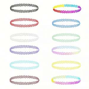 Collar de clavícula de diseño simple al por mayor, 12 unidades/juego, collar elástico de alambre de pescado, collar de plástico con diseño de tatuaje - Product Image 3