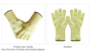 特注ホワイトイエローアラミド250度耐熱性手袋防火性余分に長い高温保護オーブン手袋 - Product Image 5