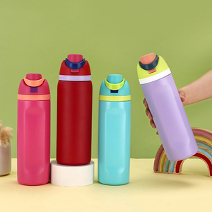 Bouteille d'<span class=keywords><strong>eau</strong></span> isotherme en acier inoxydable avec paille - pour boissons froides et chaudes - Thermos en métal sous vide avec thermos de sport anti-fuite - Product Image 1
