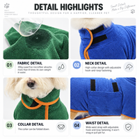 Peignoir en microfibre pour chien, séchage rapide, super absorbant, avec manteau de séchage et velcro pour après le bain