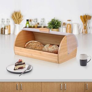 BSCI Factory Eco-friendly Bamboo Kitchen Food <b>Bin</b> Classic Design Bread Storage Box with PS Cover - Product Image 6