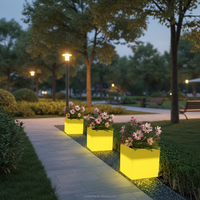 Grands vases lumineux d'extérieur 40*40*40, lumière solaire décorative pour jardin, grand pot, 16 couleurs changeantes, lampe à fleurs LED