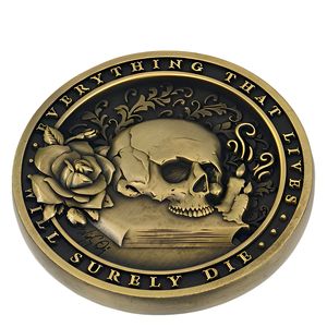 アンティークゴールド3D2カスタム真鍮合金金属骨海賊チャレンジコイン5mm厚卸売装飾お土産トークン - Product Image 4