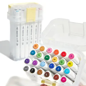 Marcador OEM 24 cores arte marcador de cabeça dupla conjunto de canetas pincel marcadores de desenho